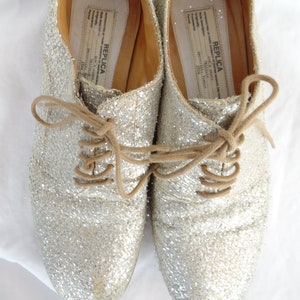 vintage MAIS0N MARTIN MARGIELA MMM glitter oxfords/ Replica line from 1964/ Unisex/made in Italy: size IT38- fits US7.5-8 woman