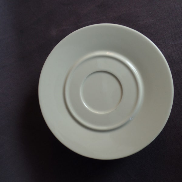 1993 ALESSI ETTORE SOTTSASS set of 5 white saucers/ "La Bella Tavola" double ring side plates/porcelain/ made in Italy