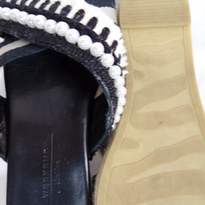 upcycled MAXMARA WEEKEND espadrille wide strap platform espadrille sandals/ pearl fringe trim: size 39 fits US 9 woman image 5