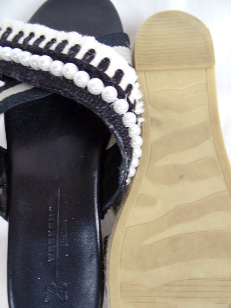 upcycled MAXMARA WEEKEND espadrille wide strap platform espadrille sandals/ pearl fringe trim: size 39 fits US 9 woman image 5