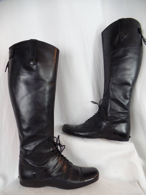 black lace up riding boots