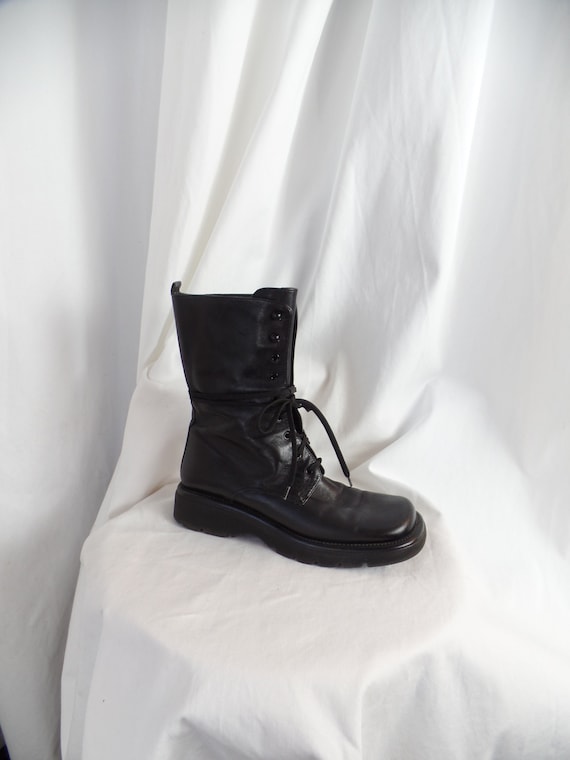 vintage 80s JOAN & DAVID Too black lace up combat