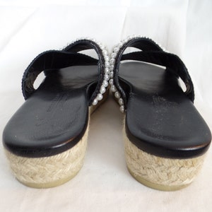 upcycled MAXMARA WEEKEND espadrille wide strap platform espadrille sandals/ pearl fringe trim: size 39 fits US 9 woman image 4