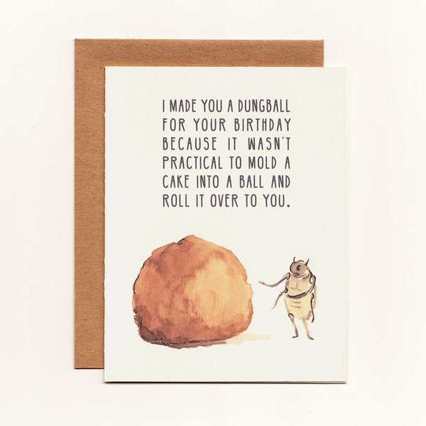 Funny Greeting Card, Birthday, Dung Beetle