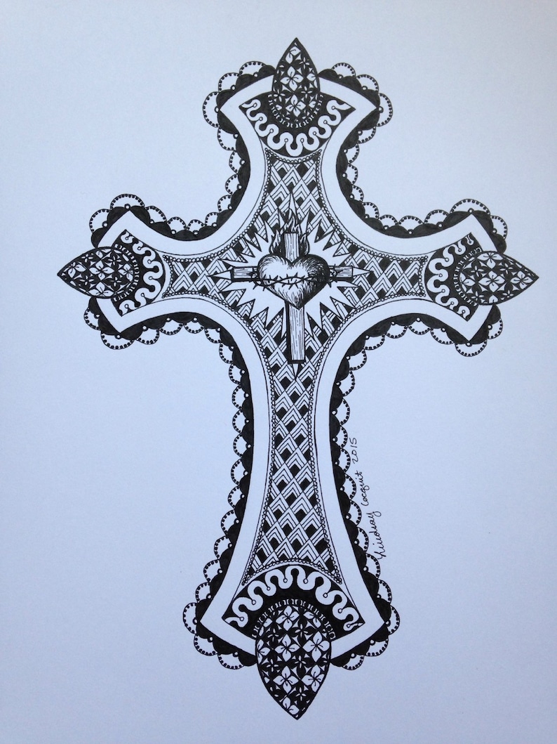 Zentangle, Pen and Ink Zentangle, Pen and Ink Drawing, Cross, Cross