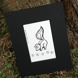 Pen and Ink Illustration, Pen and Ink Drawing, Skunk Drawing, Skunk Illustration