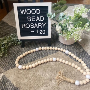 Wood Bead Rosary, Beaded Rosary, Prayer Beads, Wood Prayer Beads