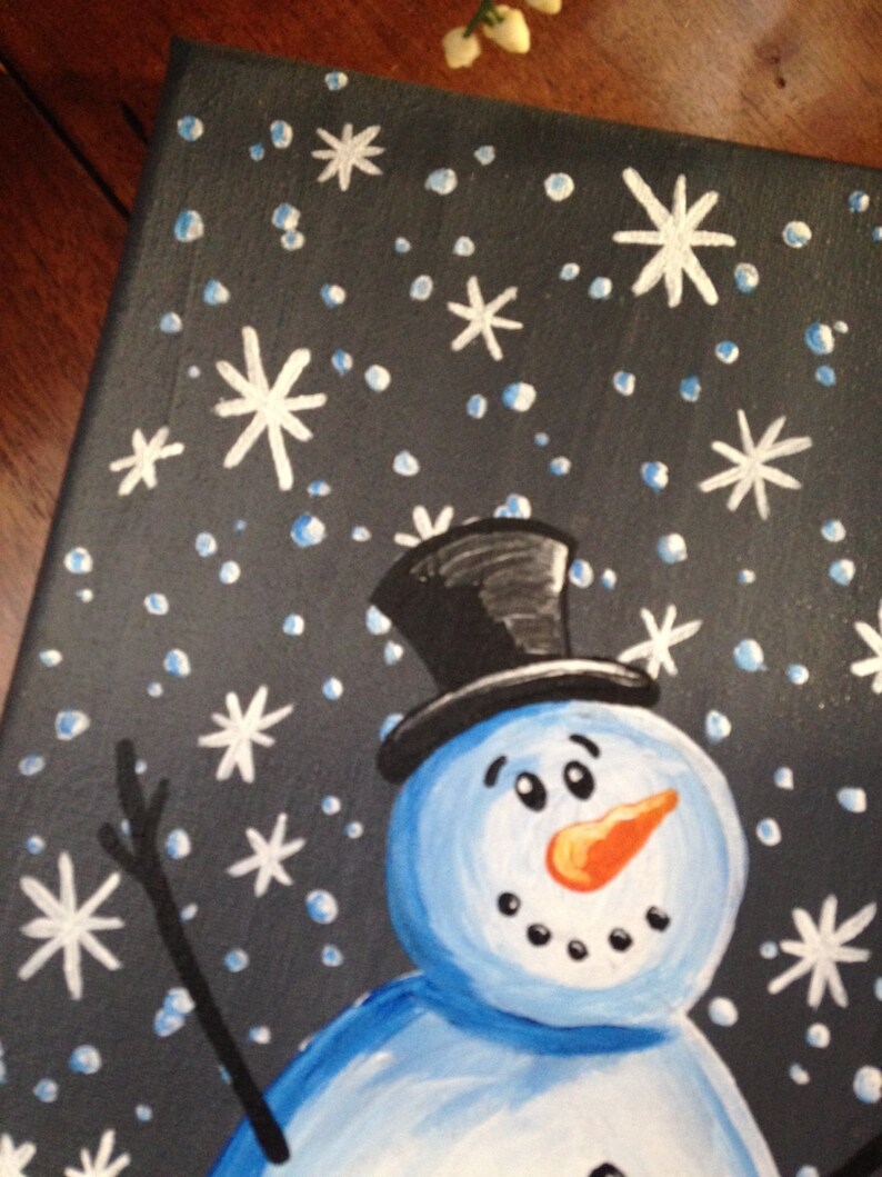 Snowman Acrylic Painting on Small Canvas | Etsy