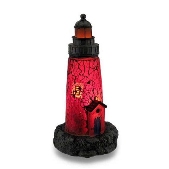 Red Lighthouse Light House Le Glass Tiffany Style Desk Lamp Tls1057c
