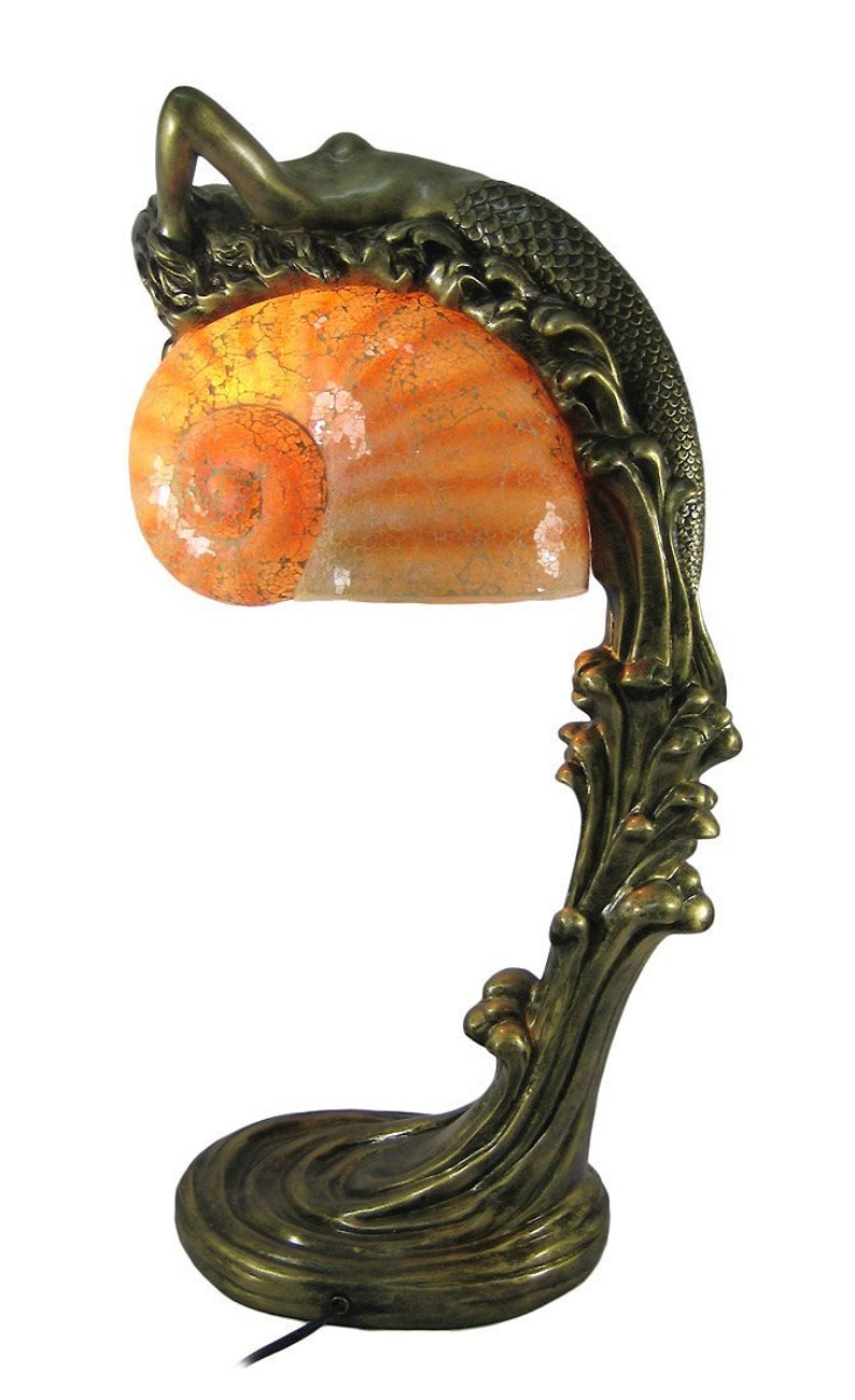 Mermaid Laying On Peach Seas Left Style Glass Image 0