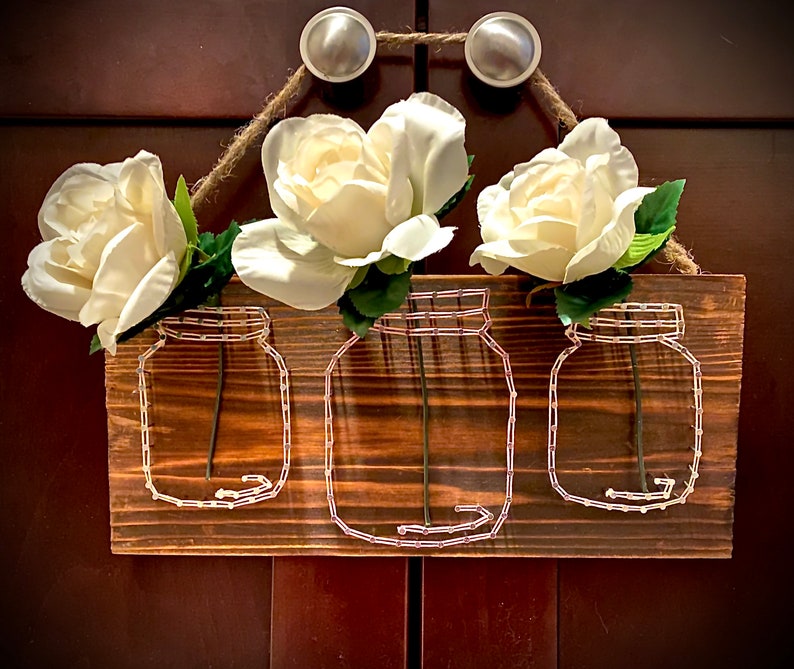 DIY Custom String Art Kit Mason Jar Flowers Craft Kit image 1