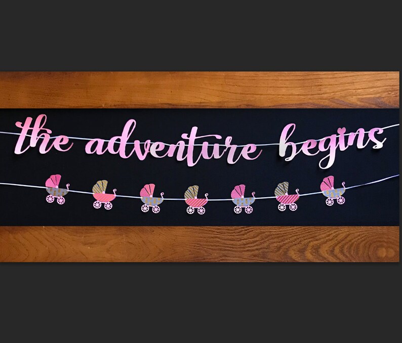 Baby Shower Banner The Adventure Begins Baby Carriage Banner