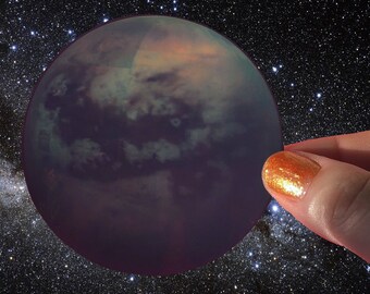 Titan Moon Sticker | 3 inch Glossy Vinyl Space Decal | Real NASA Photography
