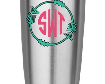 Custom Monogrammed Arrow Vinyl Decal for cups, tumbler, water bottle, Computer or anything!