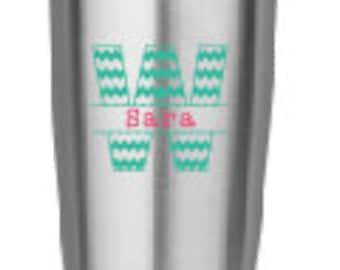 Custom Monogrammed Chevron Name Vinyl Decal for cup, tumbler, water bottle, Computer or anything!