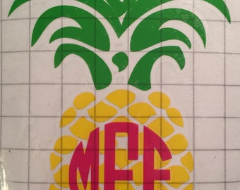 Custom Pineapple Monogram Vinyl Decal for  Tumbler, cups, Computer or anything!