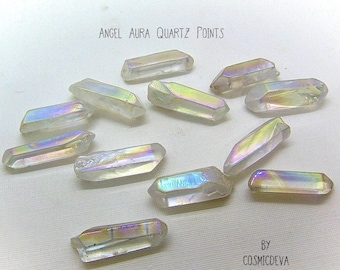 Shimmering Angel Aura Quartz Point: Iridescent Healing Crystal