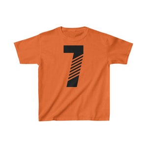 Seven 7 Seventh 7th Birthday B-day bday Children&#39;s Kid&#39;s Tee Tshirt T-Shirt T Shirt retro sport sports sporty Youth sizes XS S M L XL