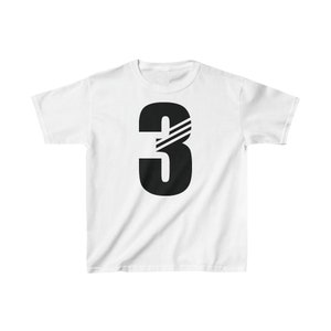 Three 3 Third 3rd Birthday B-day bday Children&#39;s Kid&#39;s Tee Tshirt T-Shirt T Shirt retro sport sports sporty Youth sizes XS S M L XL