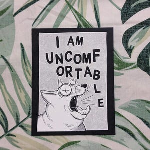 JE SUIS inconfortable - carte postale - impression d'art de dessin animé de chat nerveux, illustration numérique drôle socialement maladroite