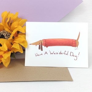 Paquet multiple de cartes de voeux Weinderful Day, jolie carte de voeux teckel, carte de voeux vierge, carte de voeux Wonderful Day pour chien Weiner