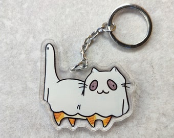 Ghost Cat Keychain, Halloween Keychain, Ghost Keychain, Halloween Accessory, Funny Halloween Gift, Cat Keychain, Halloween Gift, Cat Keyring