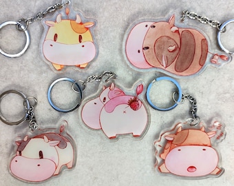 Flavour Cows Keychain Pack, Story Of Seasons Cows Keychains, Wholesome Keychains, Cottagecore keychains, Harvest Moon Cute Keychains