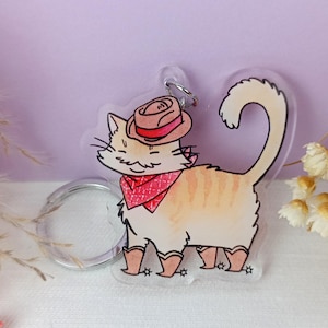 Cowboy Katze Schlüsselbund, Western Katze Schlüsselbund, Cowboy Schlüsselbund, lustige Katze Schlüsselbund, lustige Halloween Geschenk, Katzenliebhaber Geschenk, süße Katze Schlüsselanhänger