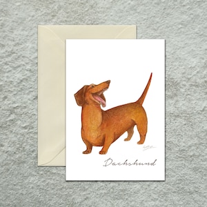 Teckel (Wiener Dog) Carte de vœux Multi-pack, Carte de vœux pour chien, Carte de vœux vierge, Illustration aquarelle originale pour les amoureux des chiens