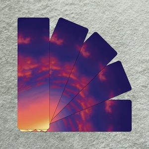 Bewölktes Sonnenuntergang Lesezeichen, Traum Lesezeichen, Abend Himmel Lesezeichen, gemaltes Lesezeichen, schönes Lesezeichen, doppelseitiges Lesezeichen, Original Lesezeichen