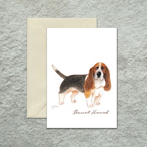 Lot de cartes de voeux Basset Hound, carte de voeux pour chien, carte de voeux vierge, illustration aquarelle originale pour les amoureux des chiens