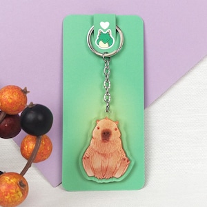 Capybara Keychain, Unimpressed Capybara Keychain, Cute Animal Keychain, Rodent Lover Keychain, Weird Keychain, Original Keychain