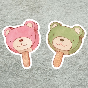Bear Ice Cream Sticker, Icepop Sticker, Summer Sticker, Cute Icepop Sticker, Food Lover Sticker, Nature Lover Sticker