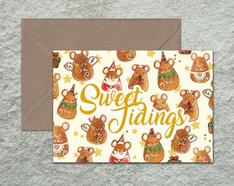 Sweet Tidings Christmas Card Multi-pack, Mice Christmas Card, Blank Christmas Card, Cute Christmas Card, Gingerbread Mice Christmas Card