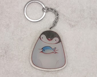 Pinguino portachiavi in feltro fatto a mano, amante animali, regalo