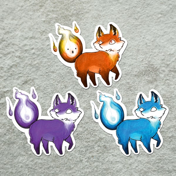 Firefox Sticker, Kitsune Sticker, Fox Spirit Sticker, Fox Sticker, Spirit Sticker, Fire kyubi Sticker, Kumiho Sticker, Cute Sticker