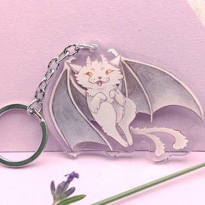 Gargoyle Cat Keychain, Cat Keychain, Halloween Keychain, Monster Cat Keychain, Funny Halloween Gift, Horror Lover Gift, Cute Cat Keyring