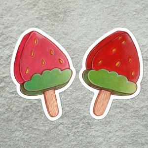 Strawberry Icepop Sticker, Berry Ice Cream Sticker, Summer Sticker, Cute Ice Cream Sticker, Food Lover Sticker, Strawberry Ice Cream Sticker