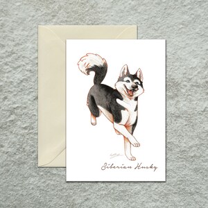 Carte de vœux Husky sibérien Multi-pack, Carte de vœux pour chien, Carte de vœux vierge, Illustration originale à l’aquarelle pour les amateurs de chiens