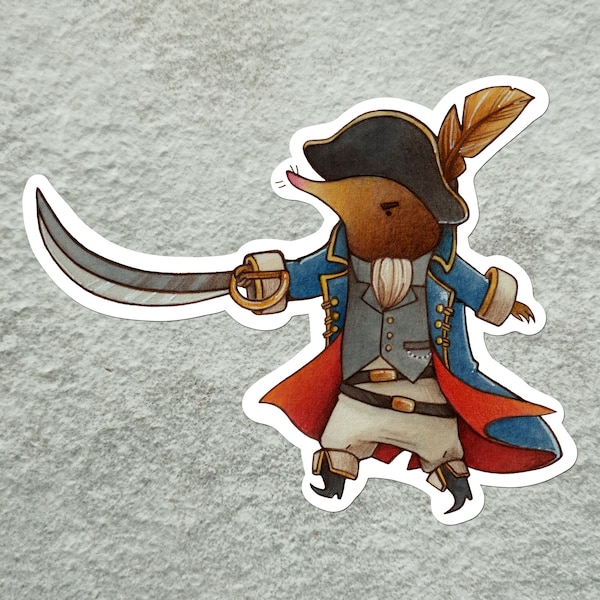 Captain Toots Sticker, Pirate Shrew Sticker, Fantasy Sticker, Fantastic Beast Sticker, Narnia Sticker, Redwall Sticker, Cute Sticker