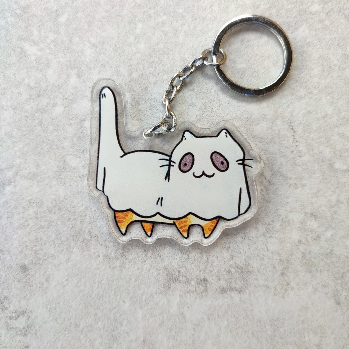 Ghost Cat Keychain Halloween Keychain Ghost Keychain Etsy