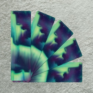 Aurora Borealis Bookmark, Northern Lights Bookmark, Night Sky Bookmark, Painted Bookmark, Beautiful Bookmark, Original Double Sided Bookmark