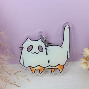 Ghost Cat Keychain, Halloween Keychain, Ghost Keychain, Halloween Accessory, Funny Halloween Gift, Cat Keychain, Halloween Gift, Cat Keyring