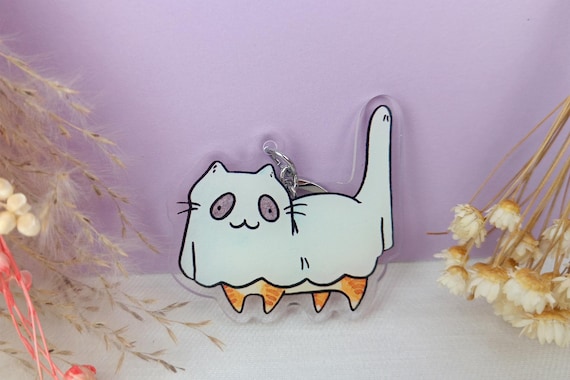 Ghost Cat Keychain, Halloween Keychain, Ghost Keychain, Halloween Accessory, Funny Halloween Gift, Cat Keychain, Halloween Gift, Cat Keyring
