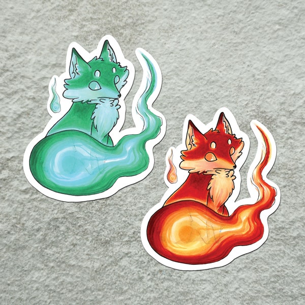 Firefox Sticker, Kitsune Sticker, Fox Spirit Sticker, Fox Sticker, Spirit Sticker, Fire kyubi Sticker, Kumiho Sticker, Cute Sticker