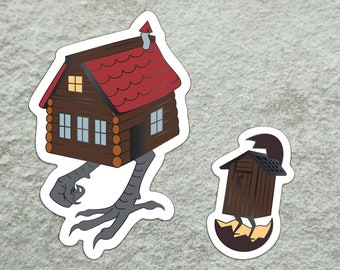 Baba Yaga Sticker, Spooky Sticker, Christmas Sticker, Halloween Sticker, Outhouse Sticker, Slavic Folktale Sticker