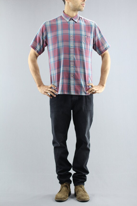 Madras Plaid Checkered Pattern Button Up Shirt By… - image 2