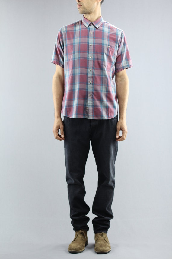 Madras Plaid Checkered Pattern Button Up Shirt By… - image 3