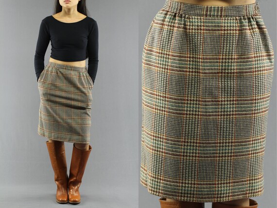 Green plaid skirt satin discount