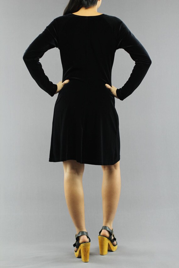 Basic Black Velour Midi Shift Dress By Moda Int'l… - image 4